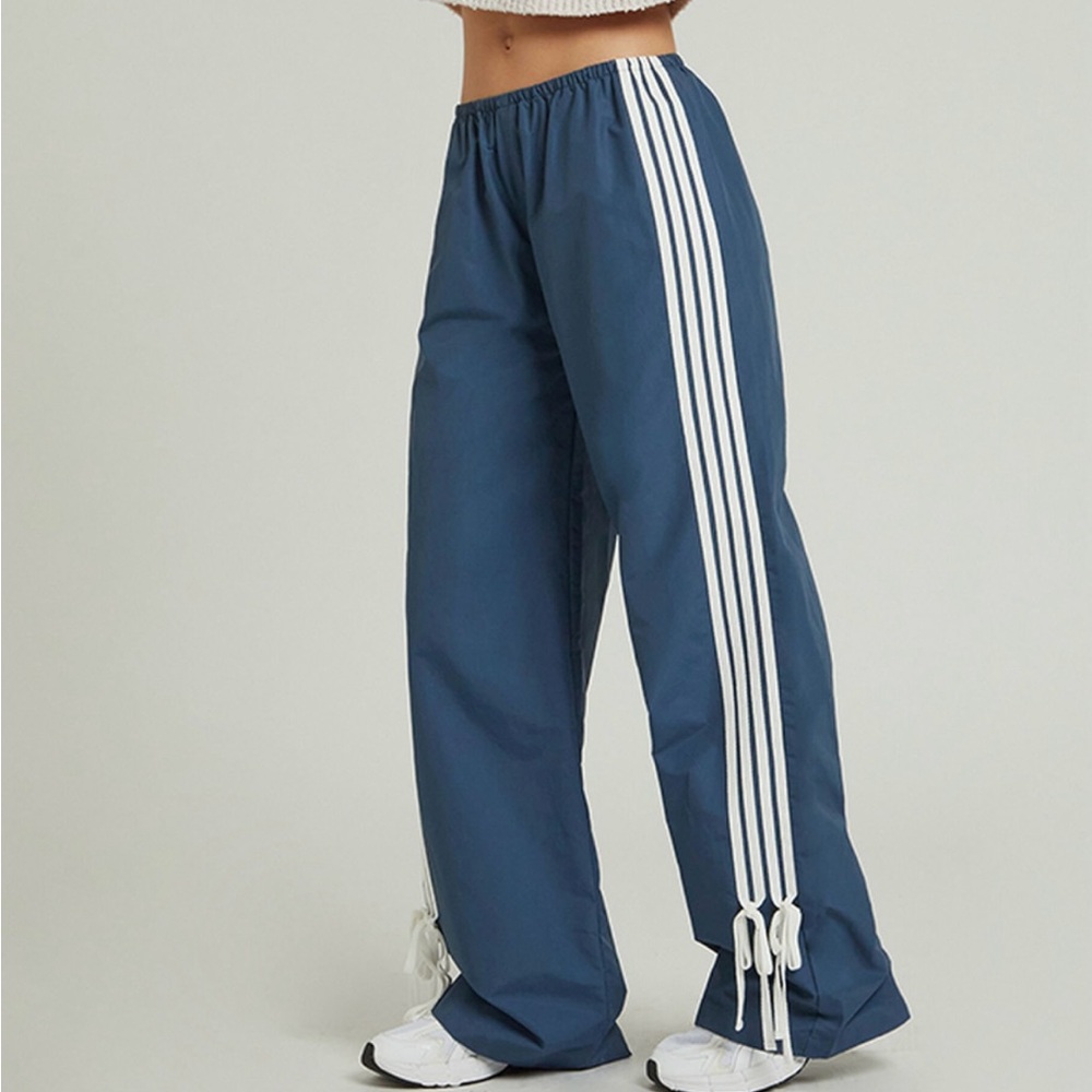 PacSun Navy Wide Leg Track Pants - Picture 1 of 4